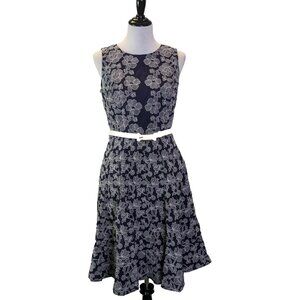 Anne Klein Embroidered Belted Dress